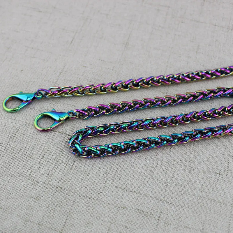 10PCS  Rainbow 120cm 130cm Bag strap chain Wallet handle purse metal strap chain strap replaced bag Plating Cover Wholesale