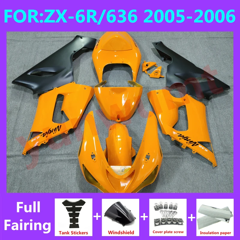 

Motorcycle Injection mold Fairings Kit fit for Ninja ZX-6R 2005 2006 ZX6R zx 6r 636 05 06 bodywork full fairing set orange black