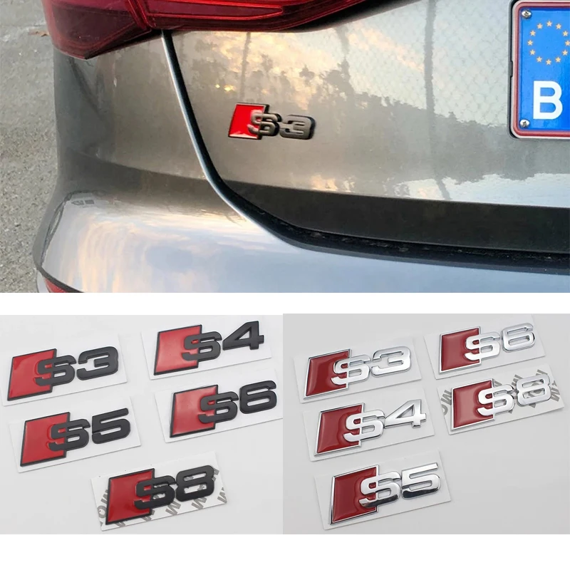 

Suitable For Sline S3 S4 S5 S6 S7 S8 A4 A5 A6 A7 A8 Car Logo Badge Decal Metal 3D Sticker Personalized Modification Tail Label