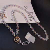 crossbody chain with universal clip lanyard mobile phone lanyard transparent crystal diamond beads creative high end pendant