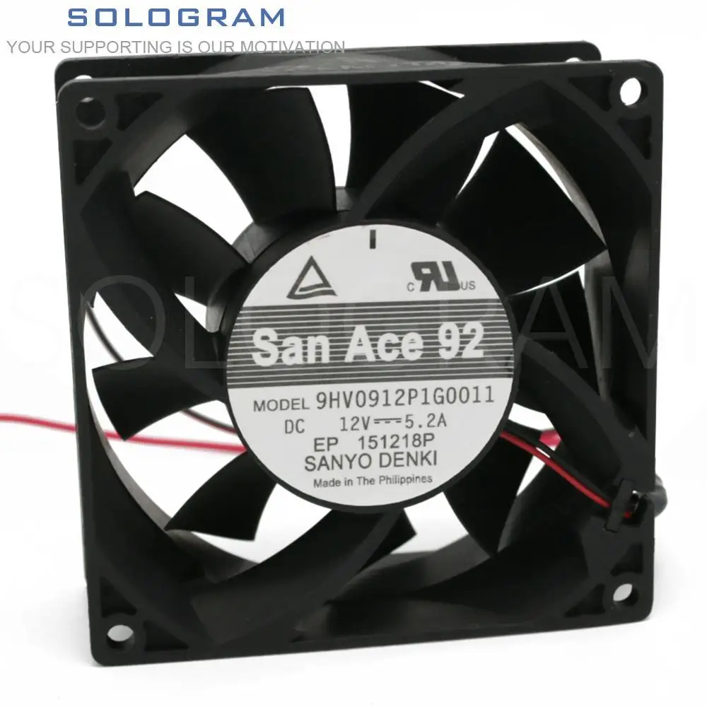 

1Pcs Brand New for San Ace 92 SANYO DENKI 9HV0912P1G0011 9238 92*92*38MM 12V DC 5.2A 2pin Squre Server Cooling Fan