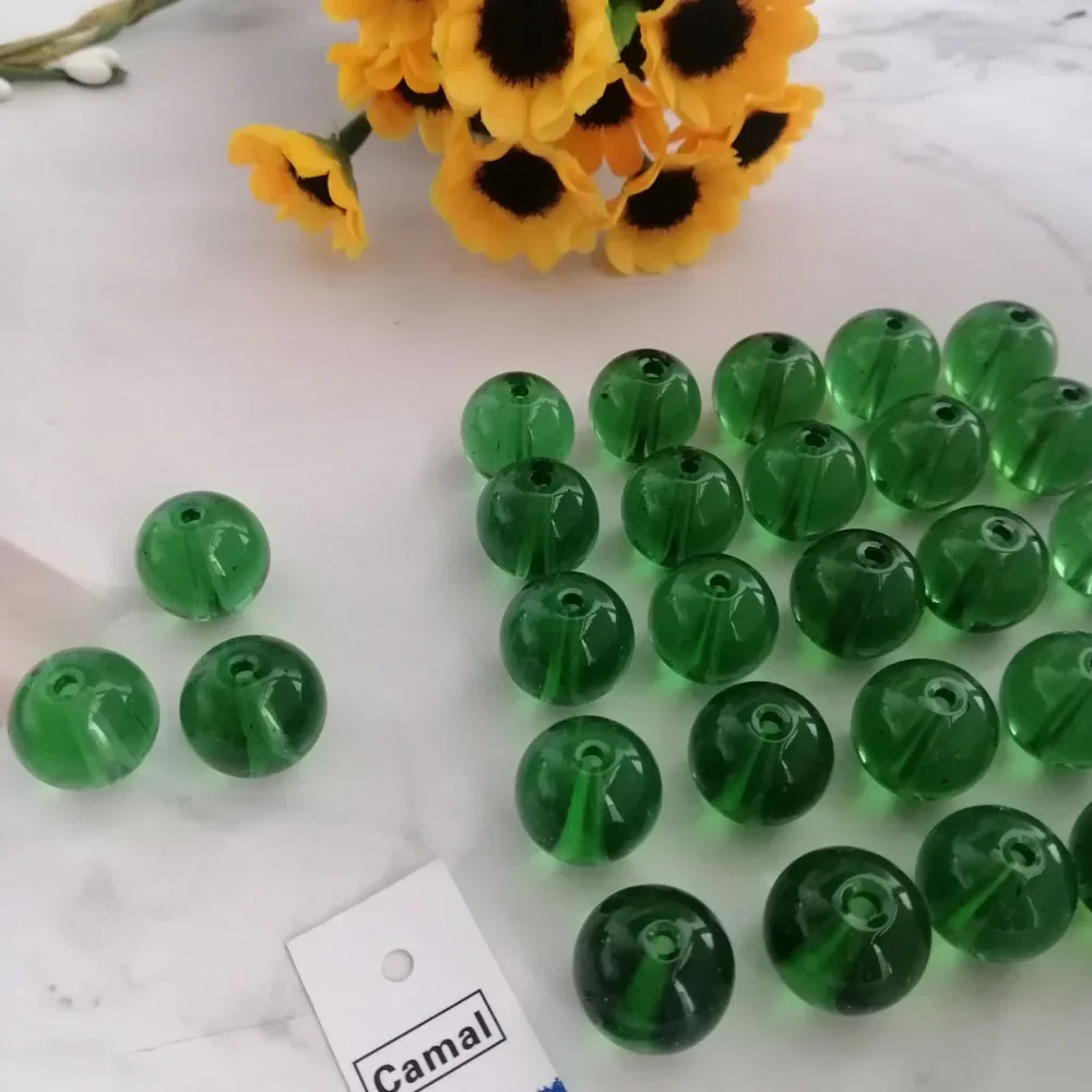 Camal 25 шт. 14 мм натуральное гладкое зеленое стекло круглые свободные