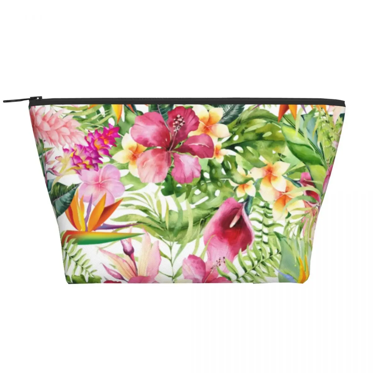 

Bright Flowers Zip Storage Organizers Tropical Hawaiian Floral Organization Bathroom Makeup Pouch Women's Cosmetic Bags