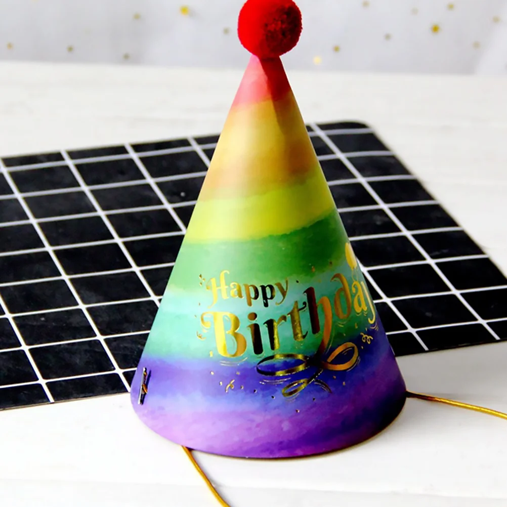 

Birthday Hats Party Hat Rainbow Cone Paper Cap Children Capsdiy Favours Mini Fun Colorful
