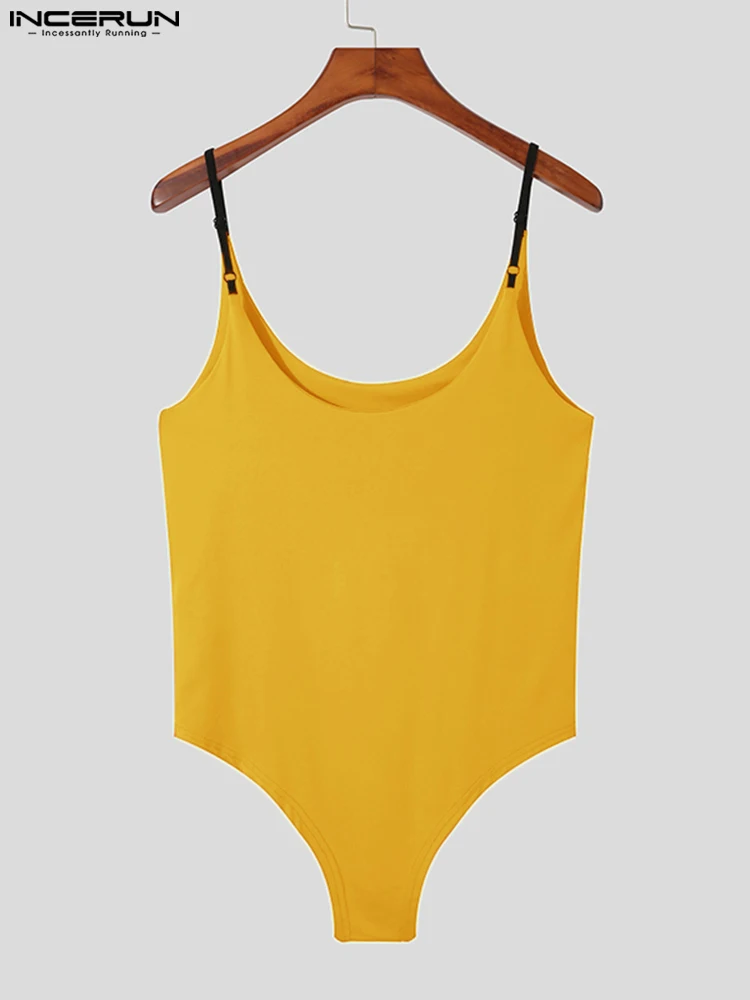 Stylish Breathable Homewear Men Solid Color Jumpsuit Furnishing Sleeveless Sling Triangle Male Sexy Leisure Bodysuit S-5XL 2023