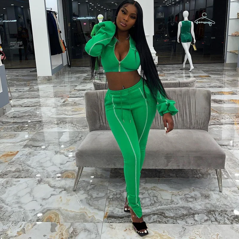 

Женский спортивный костюм WUHE из двух предметов, куртка и длинные брюки