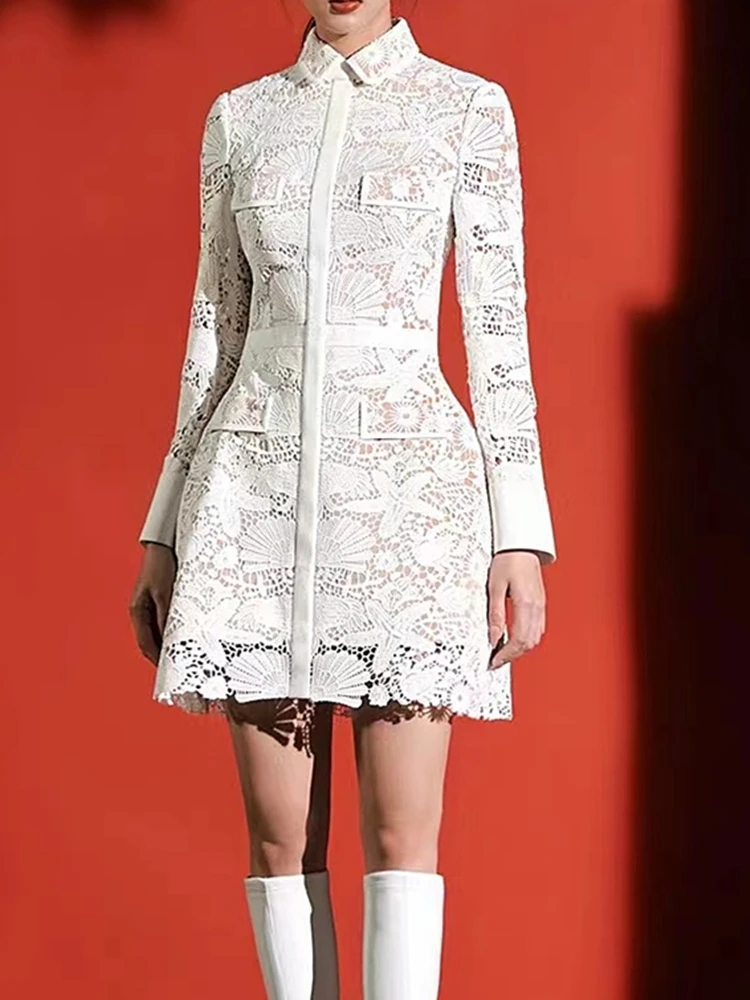 

Runway Dress for Women Lace Embroidery 20222 Spring Autumn Woman Clothing Elegant Party Evening Dresses Female Vestido Feminino