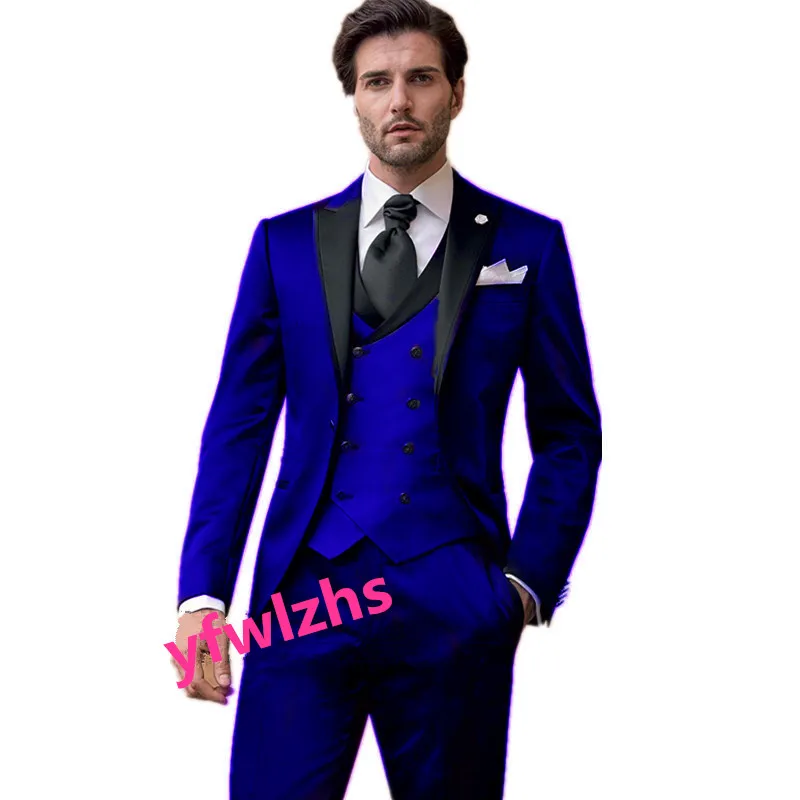 

Красивые мужские костюмы на одной пуговице смокинги для жениха с пиковым отложным воротником мужской лучший блейзер для свадьбы/выпускного вечера (пиджак + брюки + жилет + галстук) C338