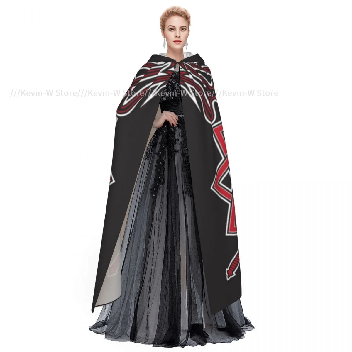 Унисекс взрослый Люцифер пентаграмма плащ с капюшоном длинный костюм ведьмы