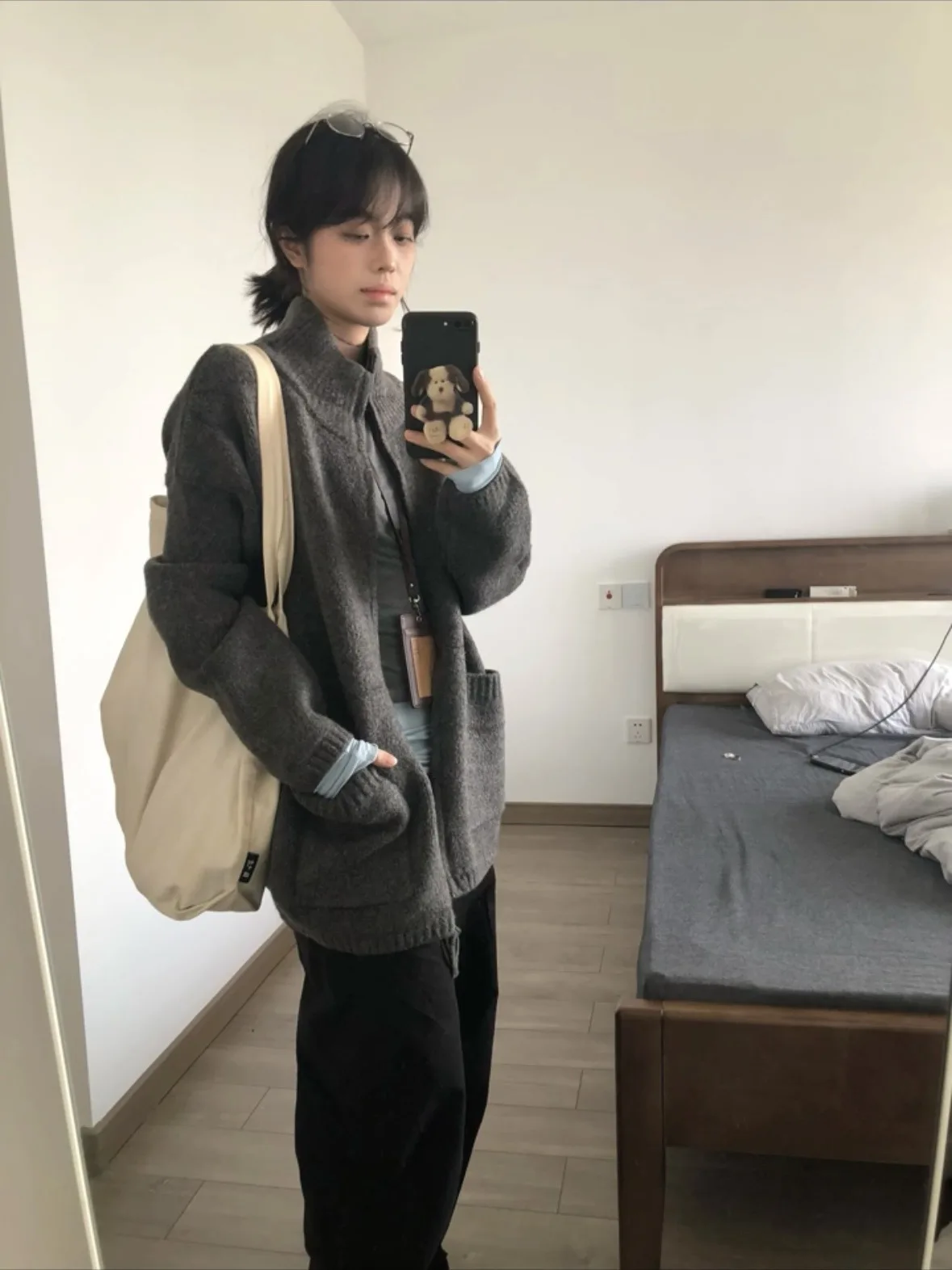 Корейский серия простое Sle мягкий клейкий серый свитер верхняя одежда для женщин