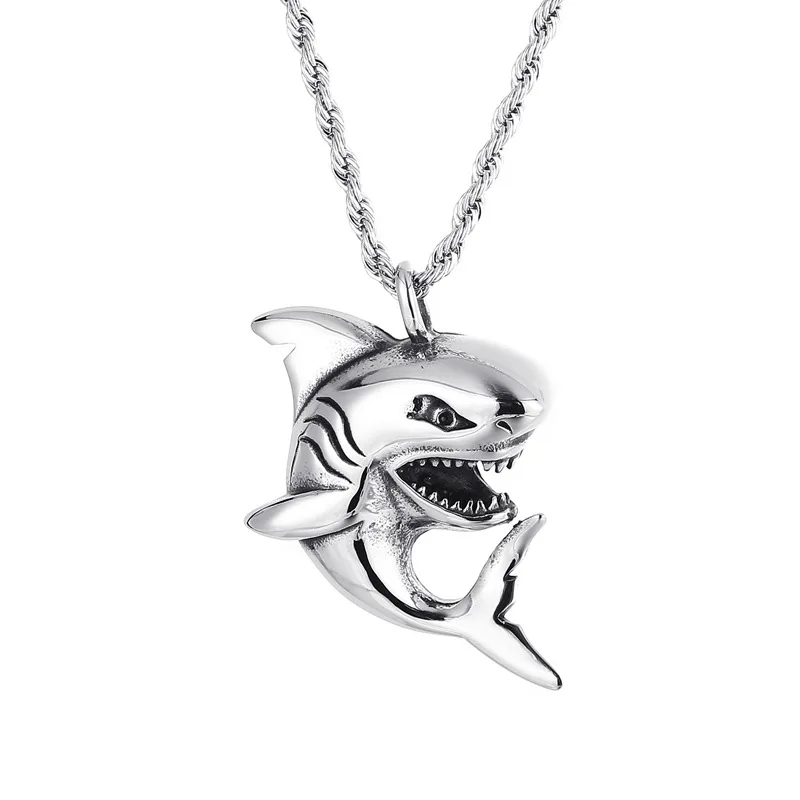

New Creative Fashionable Domineering Little Shark Pendant Necklace Punk Hip Hop Men Accessories Nightclub Jewelry
