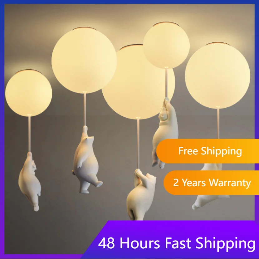 

Bear Ceiling Light for Bedroom Kids Children Decoration Pendant Light Cute Novelty Hanging Lamp Chandeliers Home Decor Cartoon