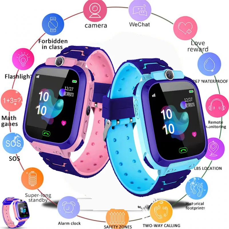 

Kids Smart Watch With Sim Card Bluetooth Call SOS Phone Location Tracker Smartwatch For Children Waterproof Watches Clock