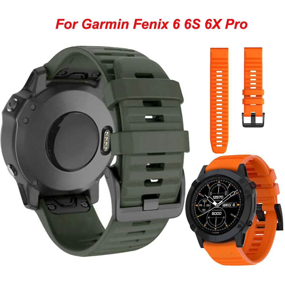 Silicone Watchband Wriststrap for Garmin Fenix 6X 6 6S Pro 5X 5 5S Plus 3 3HR Watch Bracelet Easy Fit Quick Release 20 22mm