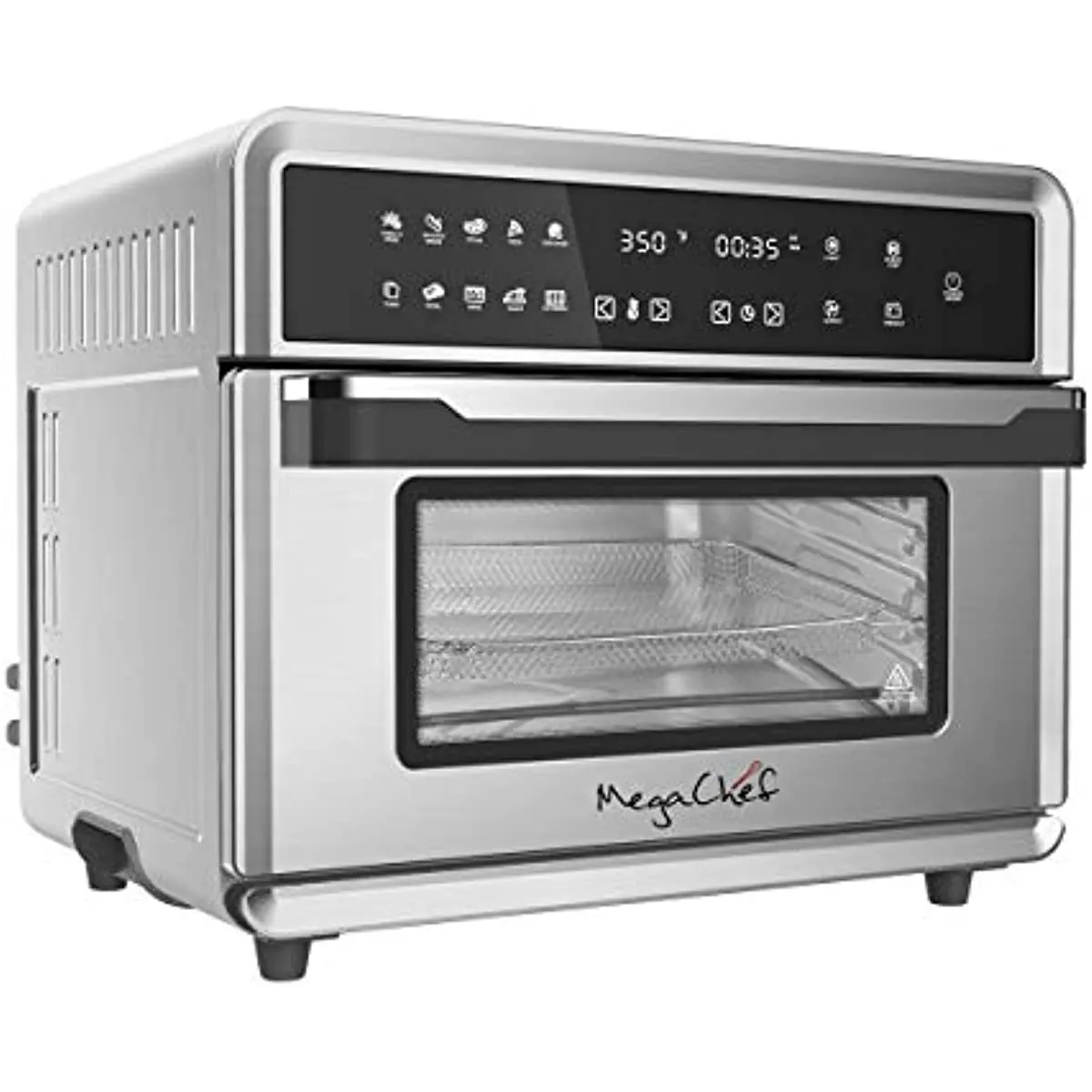 

Электронная многофункциональная настольная печь Megachef 10 в 1 с технологией горячего воздуха на 360 градусов, Серебристый Хром, емкость 25 литров