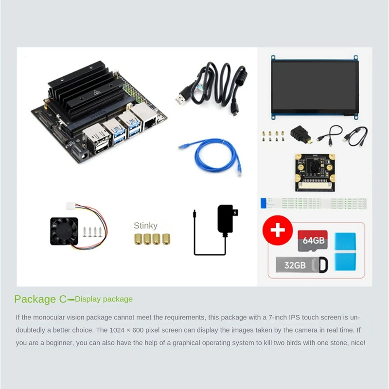 

For Jetson Nano 4G Development Kit With 800W Camera+Network Cable+32G USB Drive+64G SD Card+Reader+Power Cable