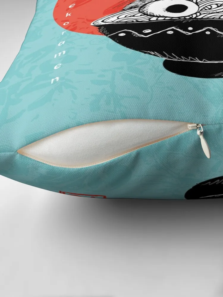 Неко рамен-Мистер мяу аригато бирюзовый фон декоративная подушка предметы