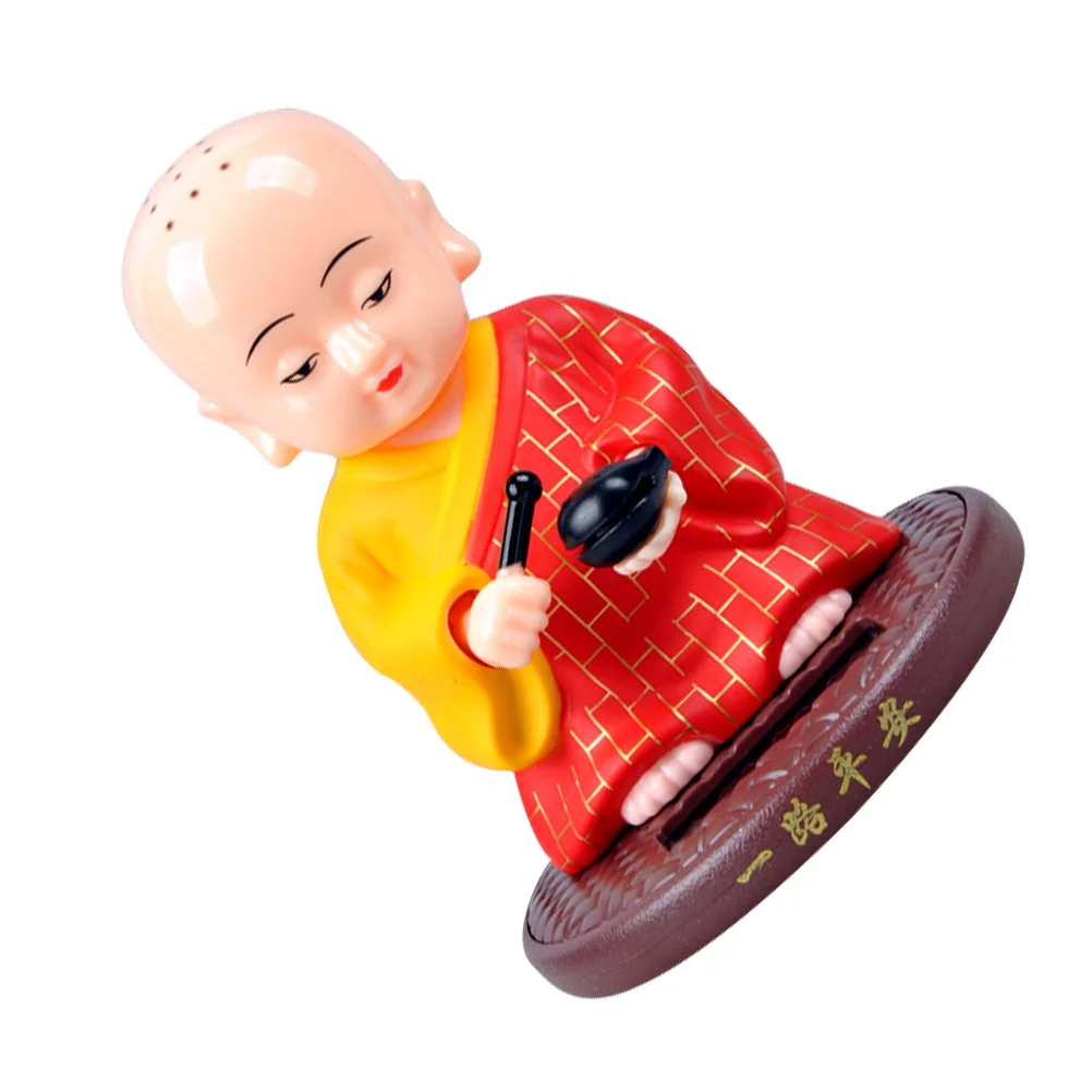 

Monk Solar Toy Figurine Car Dancing Dancer Display Interior Ornament Dashboard Head Shaking Figure Fu Sculpture Kung