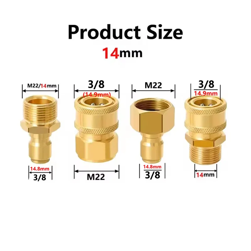 

Комплект быстроразъемных соединений DCNB M22-14mm to 3/8 для мойки высокого давления 5000 PSI