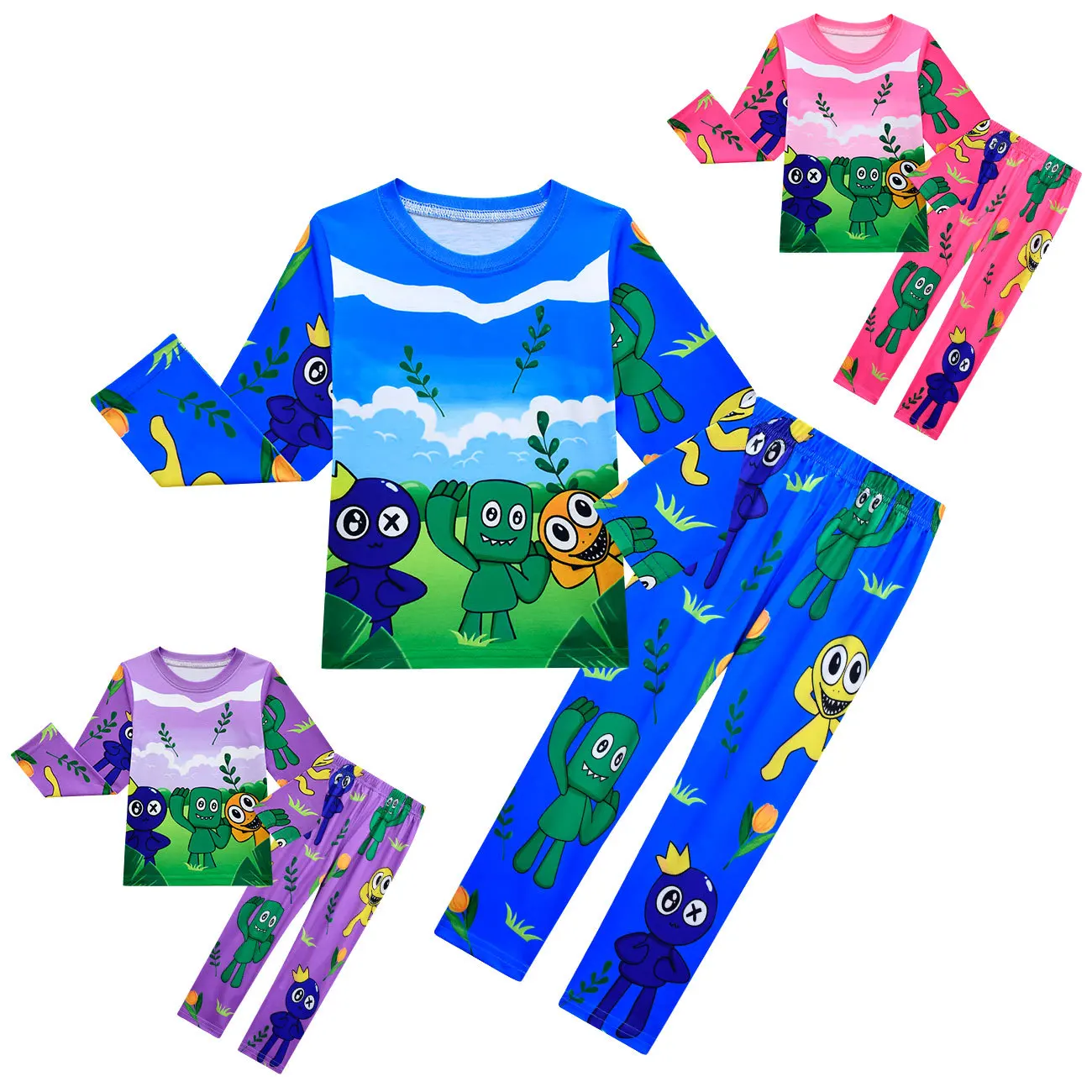

Kids Rainbow Friends Clothes Boys Girls Games Cartoon Cosplay Costume Long Sleeve Tshirt and Pants Sets Children Birthday Outfit
