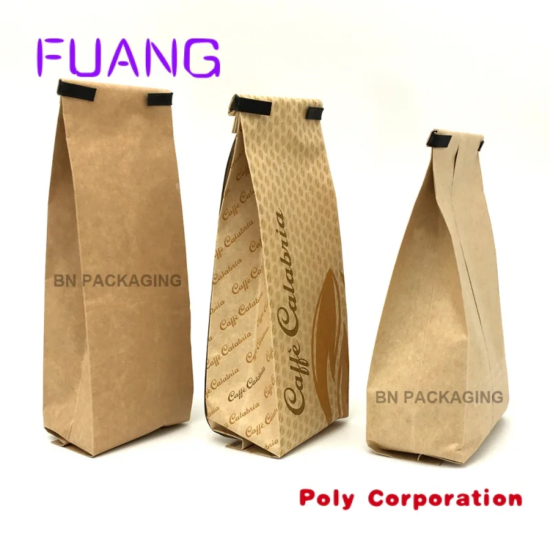 china factory direct reusable high capacity brown kraft paper coffee bag with tin tie