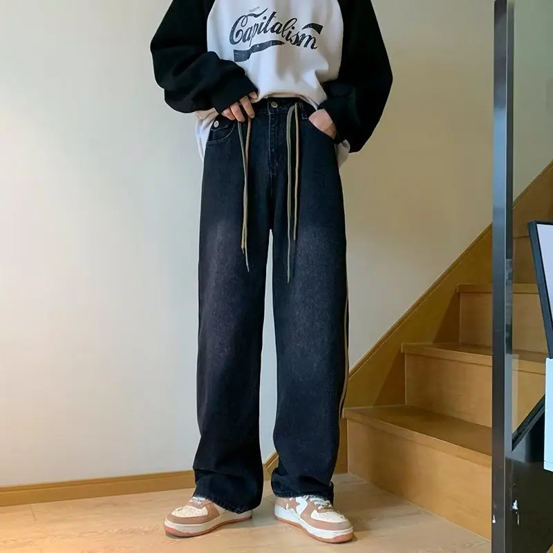 2023 Mens Jeans Pants Classic Fashion Straight Sweatpants Blue Stretch Denim Trousers