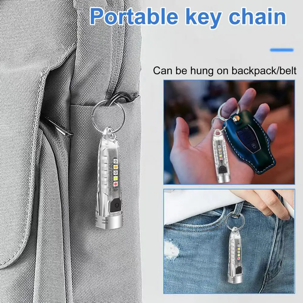 

Keychain Flashlight 1 Set Premium Fluorescent Effect 400 Lumen Type-C Chargeable Key Chain LED Torch Flashlight for Hiking