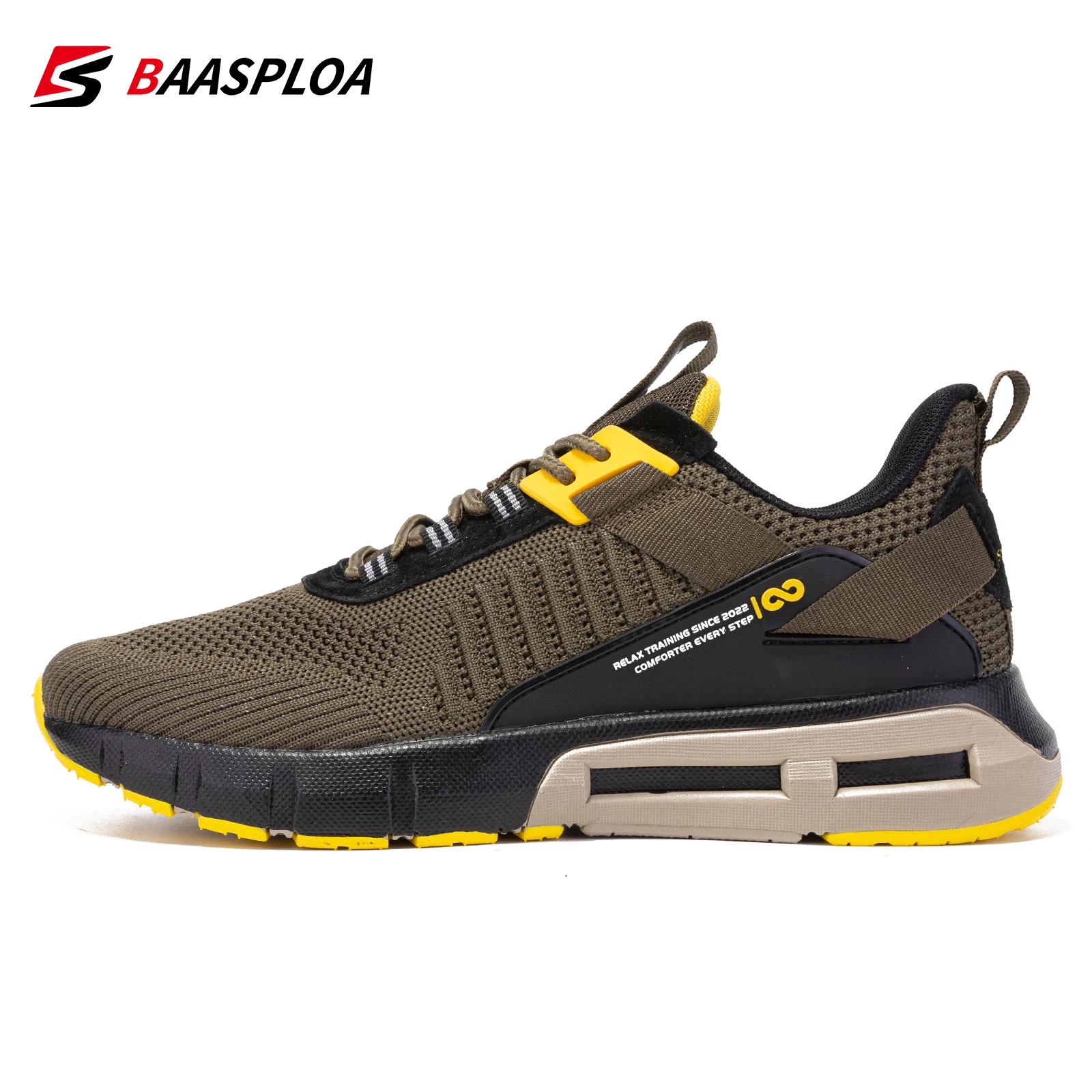 Baasploa New Men's Sneakers Lightweight Breathable Walking Shoes Comfortable Casual Male Non-Slip Running Gym Shoes