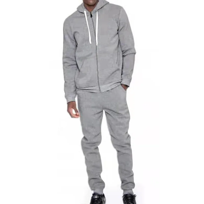 2023 Spring Autumn Winter Sports Men's Solid Casual Suit Hooded Cardigan Outerwear Sports Pants Casual Long Sleeve Outerwear Set