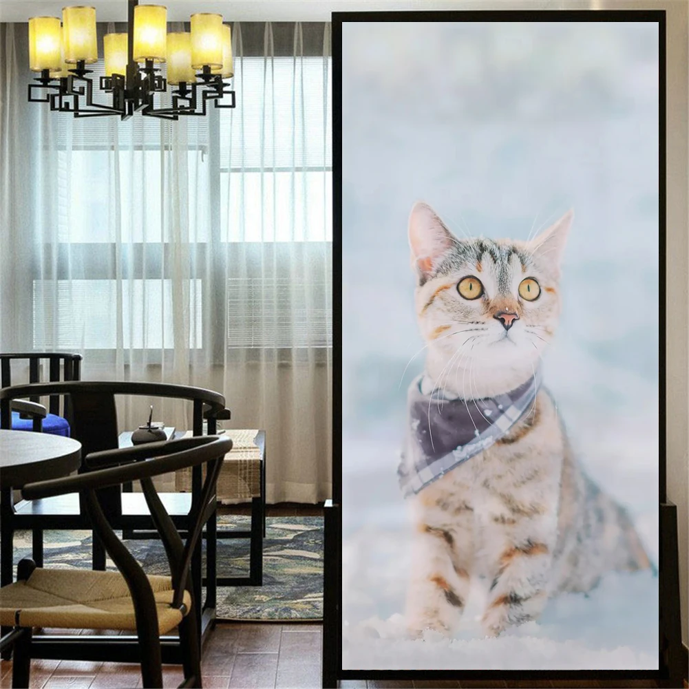 Статическая прозрачная пленка для окон без клея декоративная витражная с милым