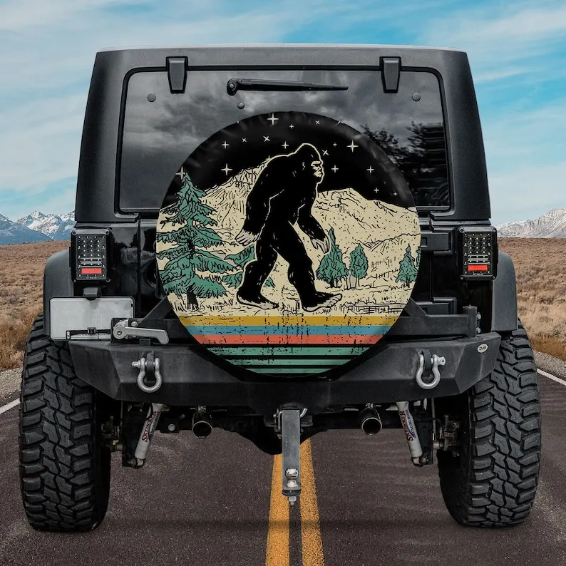 

Bigfoot Sasquatch Believe Hide and Seek World Champion Christmas Gift, Spare Tire Cover For Car, Personalized Camper Tire Cover,