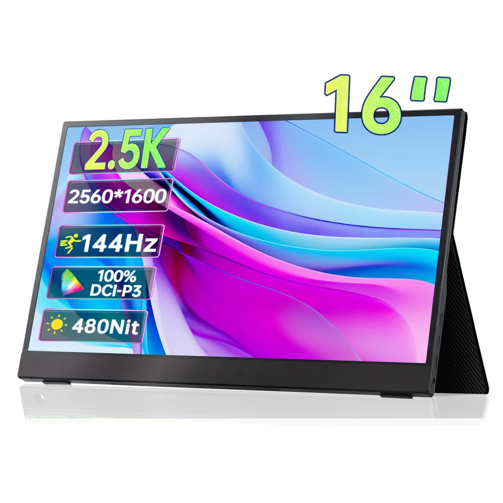 

16 Inch 2.5K 144Hz Portable Monitor 2560*1600 16:10 100%sRGB 480Cd/m² Display Game Screen For Laptop Mac Phone Xbox PS4/5 Switch