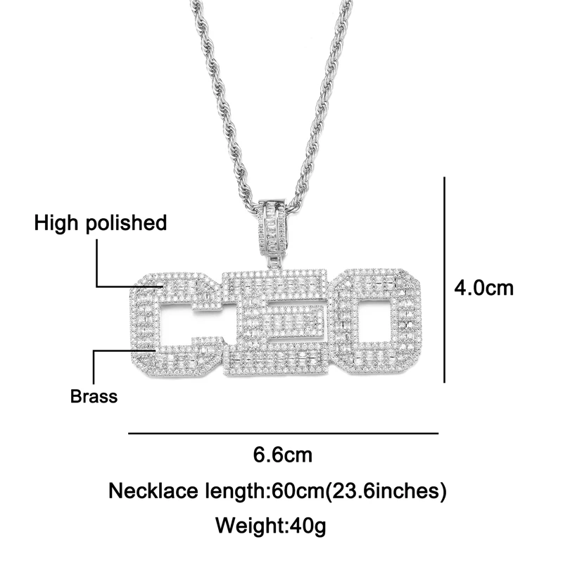 

Hip Hop Iced Out Baguettes Brass CZ Custom Name Necklaces Letters & Pendant Cubic Zirconia For Men Women Jewelry With Solid Back