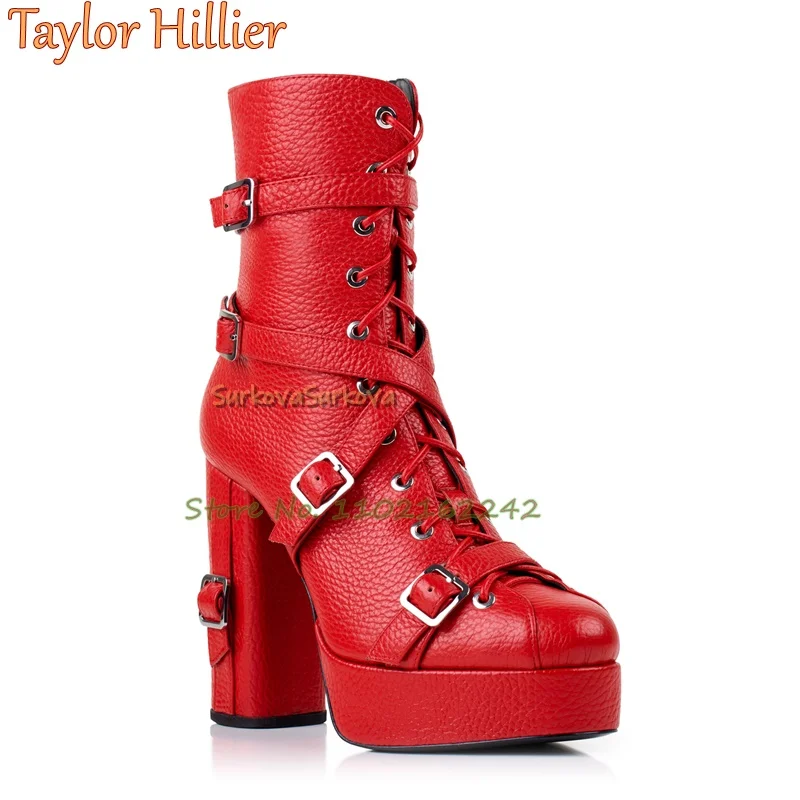 Черные ботильоны из натуральной кожи на толстом каблуке с пряжкой и ремешком