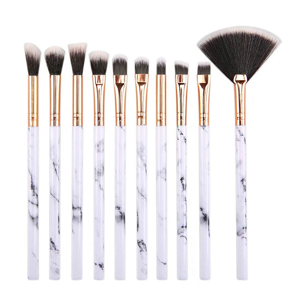 

Custom 10pcs Imitation Marble Makeup Brushes Set Cosmetic Powder Soft Colorful Pro Beauty Make Up Tools Private Label Bulk