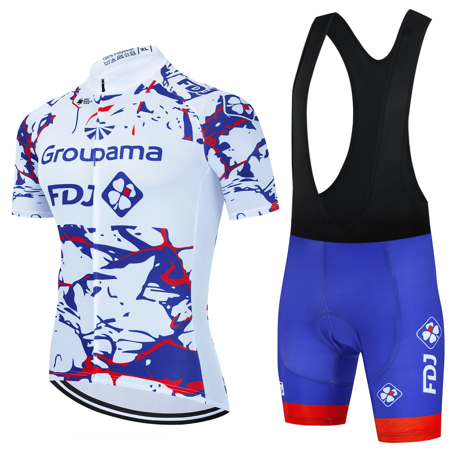 Groupama FDJ Cycling Team Jersey Bib Set MTB Uniform 2023 Mountain Bike Clothing Road Shirt Mens Short Maillot Suit Sport Outfit
