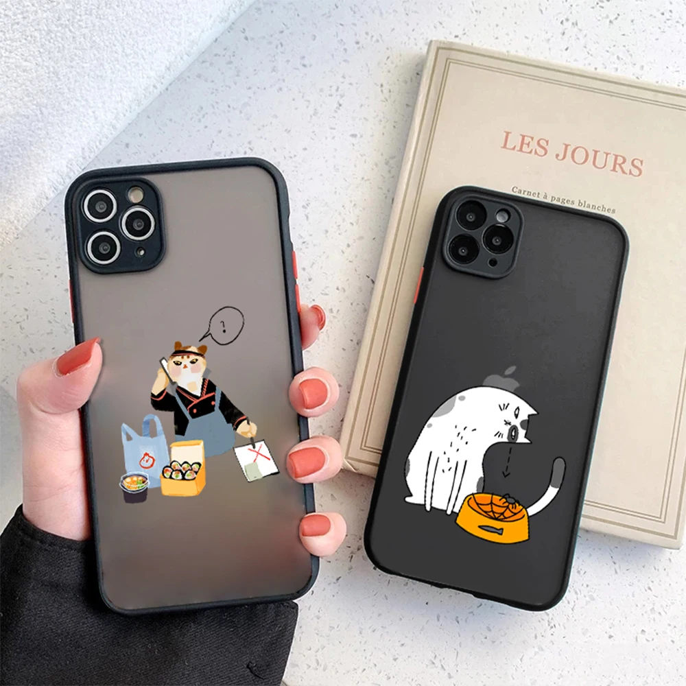 

Cartoon Cute Cat Phone Case for IPhone 14 13 12 11 ProMax Mini Plus Acrylic Hard Back Cover for IPhone XR XS Max 7 8 SE 2022