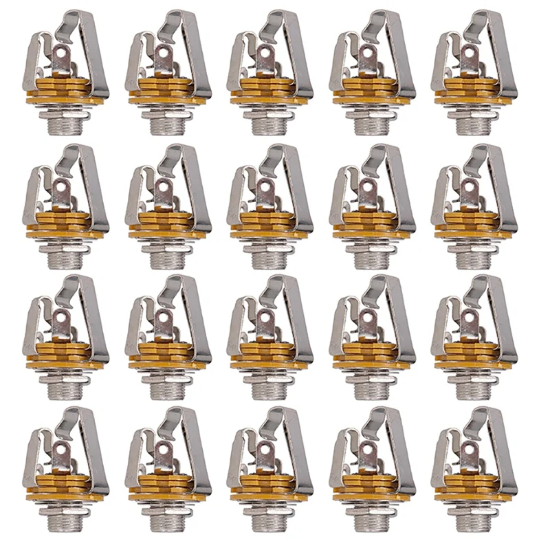 

20Pcs 1/4 Inch 6.35Mm Stereo Input Jack Plug Socket For Electric Guitar Bass,Guitar Pickup Output Jack