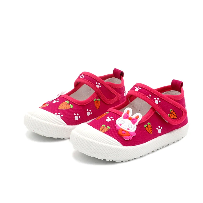 

Cute girls canvas shoes soft sneakers children's running sneakers candy color rabbit carrot floral casual shoes