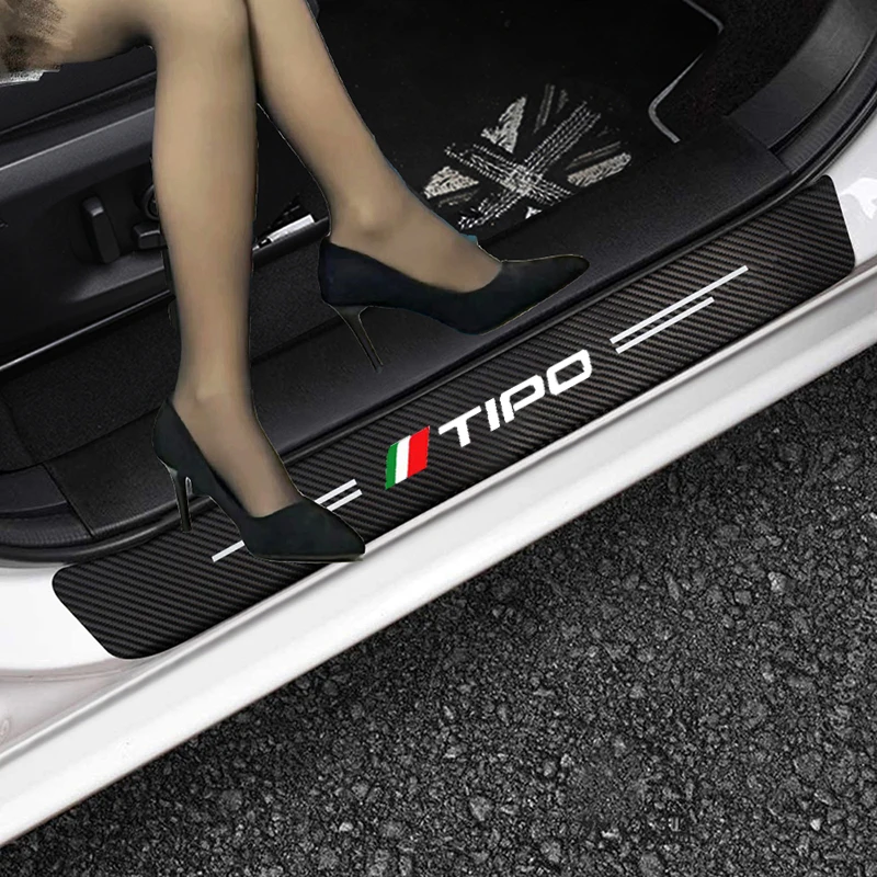 

4 шт., водонепроницаемые наклейки на пороги автомобиля Fiat TIPO