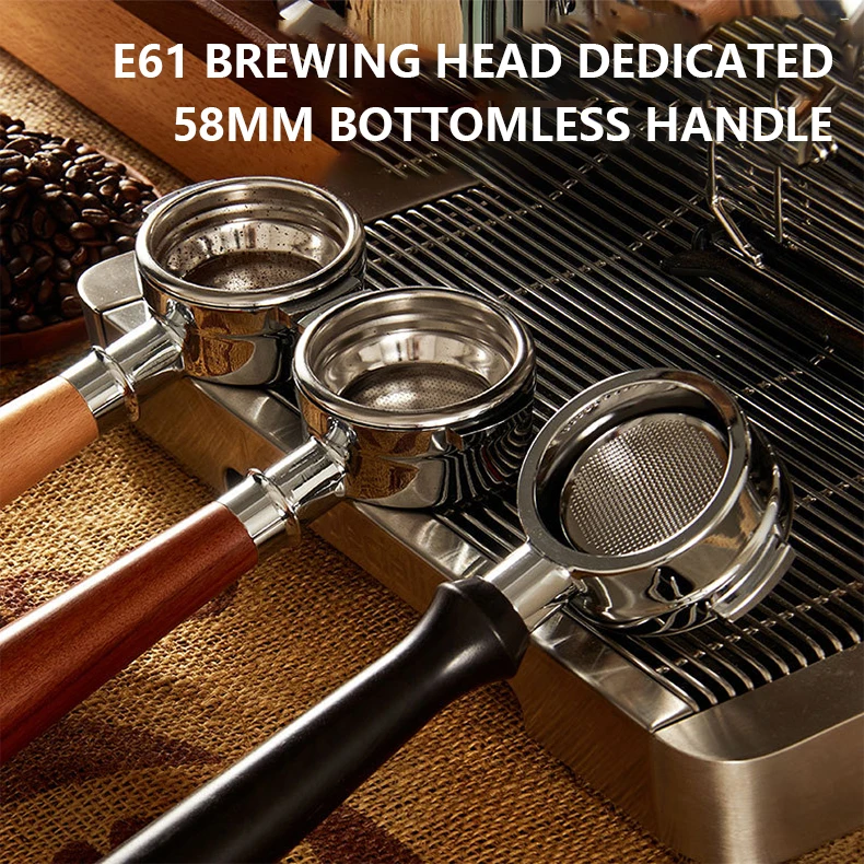 

58MM Coffee Bottomless Portafilter Handle Stainless Steel Coffee Filter E61 Espresso Machine Accessories Barista Tools