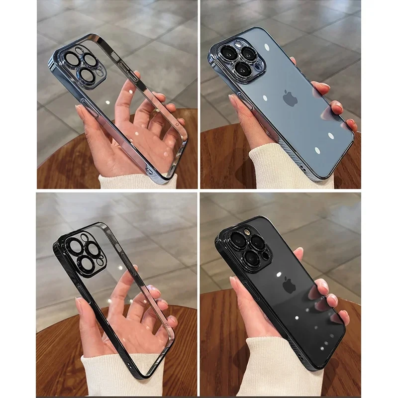 Новый роскошный прозрачный чехол с покрытием для телефона iPhone 15 14 13 11 12 Pro Max X XS XR 7 8