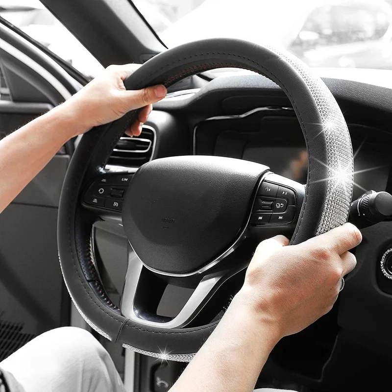 

Чехол на руль автомобиля со стразами, аксессуары, простой чехол на руль для девушек, Модный женский чехол на руль, интерьер