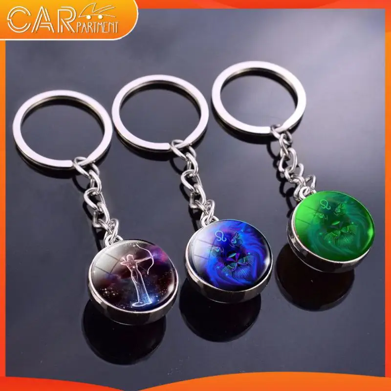 

Новые аксессуары для ключей. Модный двухсторонний брелок со стеклянным шариком, брелок с 12 созвездиями, милый дизайн