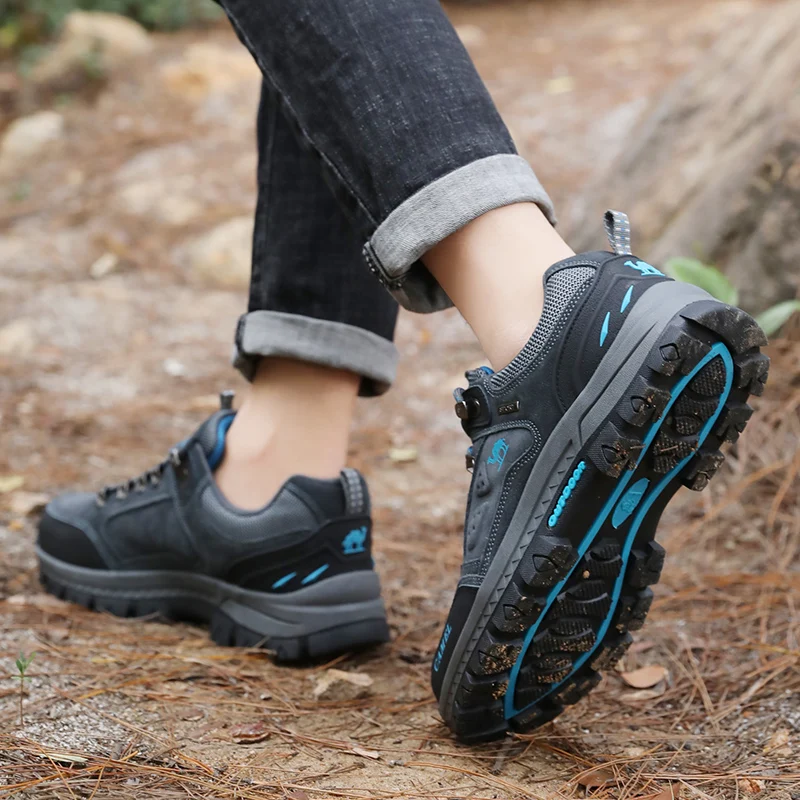 HIKEUP Outdoor Men Hiking Shoes Breathable Tactical Combat Army Boots Desert Training Sneakers Anti-Slip Trekking Sneakers