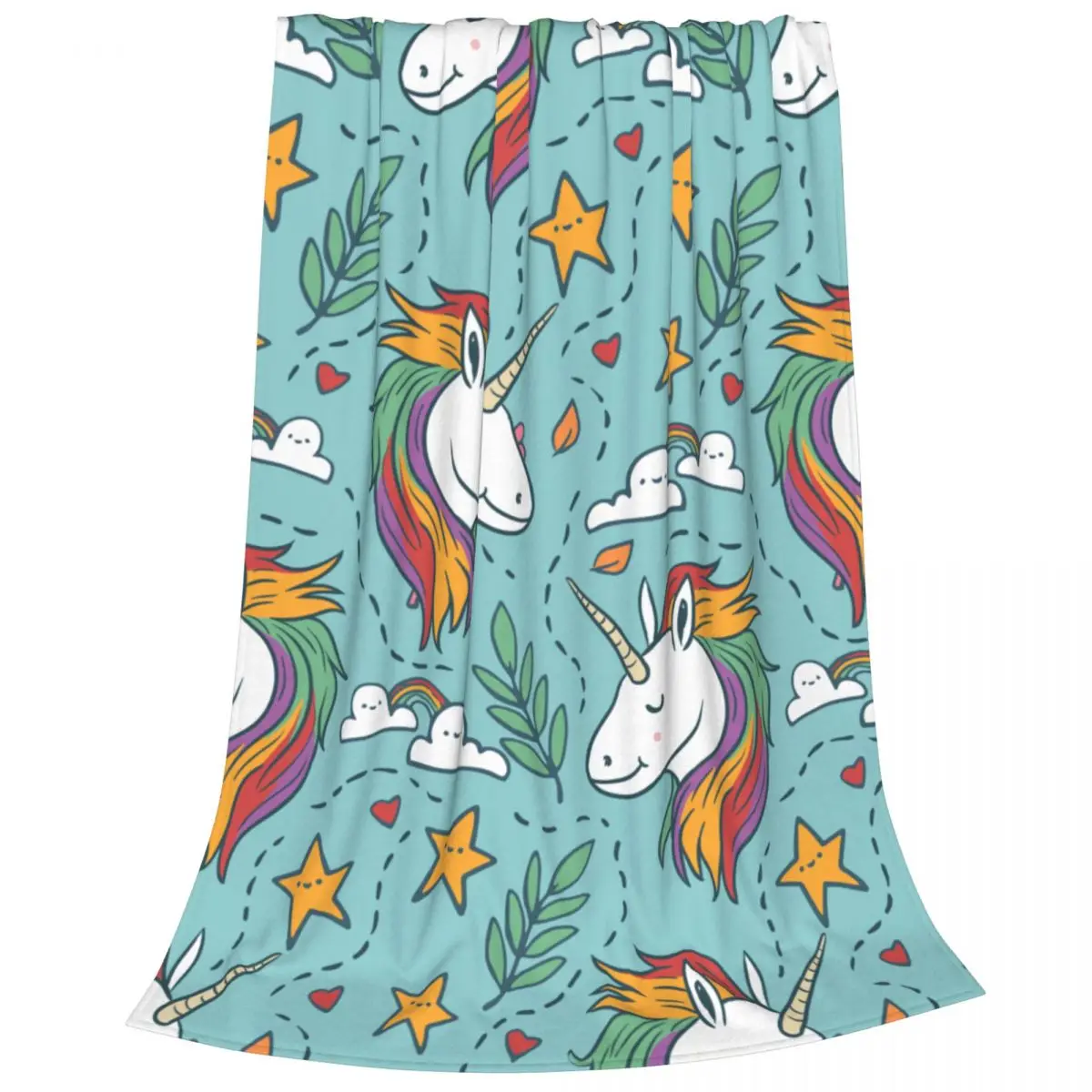 Одеяла с мультяшным радужным единорогом бархатный принт портативное мягкое
