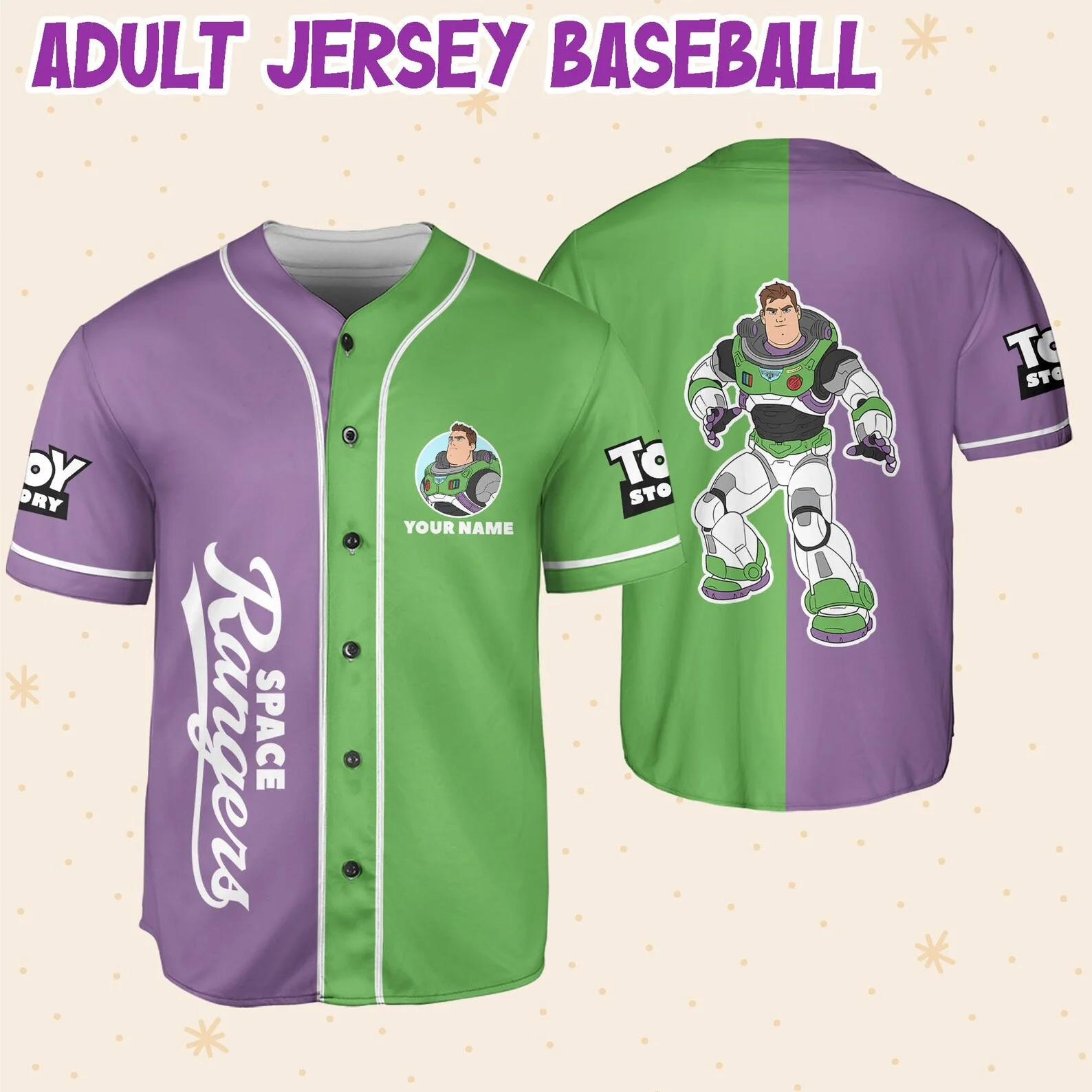 

Новинка 2023, бейсбольная рубашка с изображением историй игрушек, бейсбольная рубашка с изображением Базза лайтайера, мужская и женская рубашка с пользовательским именем Диснея