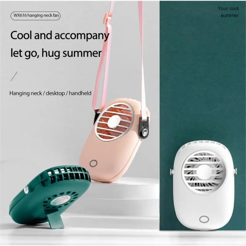 

Mini Portable Lazy Haning Neck Fan USB Rechargeable Mute Fans 3 Speed Adjustable Cooling Fan Summer Outdoor Air Cooler