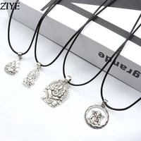 vintage elephant ganesha buddha charms pendant necklace for men women antique silver alloy leather chain necklaces jewelry gifts