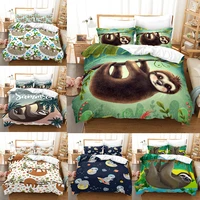 cute cartoon animal sloth printed bedding set usauuk size quilt pillow cover 2 3 pcs home textiles